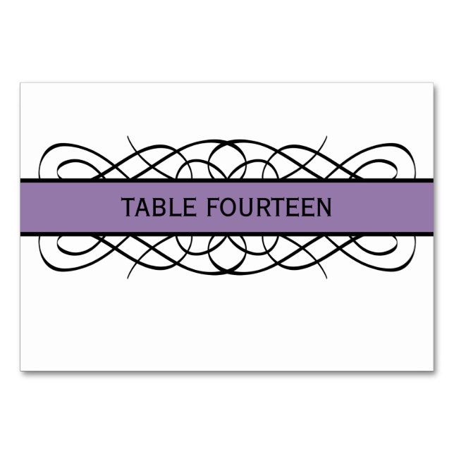 Purple Deco Flourish Table Card (Front)