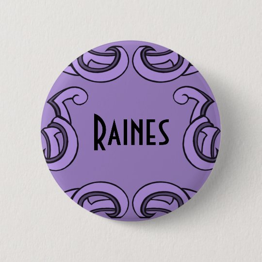 Purple Deco Name Tag Pinback Button