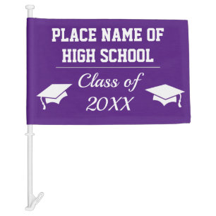 Purple Decorate Car Graduation Parade Flag
