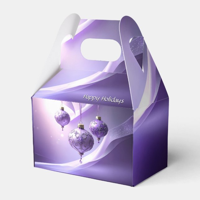 Purple Decorative Christmas Ball Holiday Gift Box (Front Side)