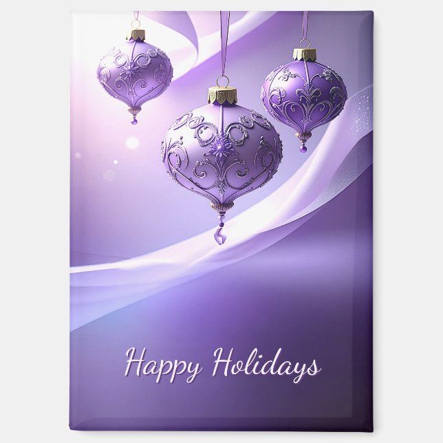 Purple Decorative Christmas Ball Holiday Magnet (Front)