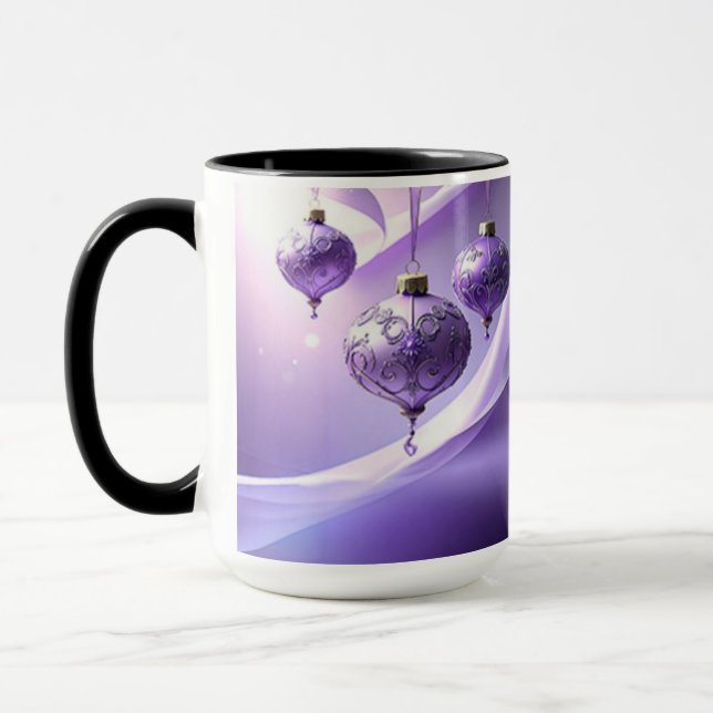 Purple Decorative Christmas Ball Holiday Mug (Left)