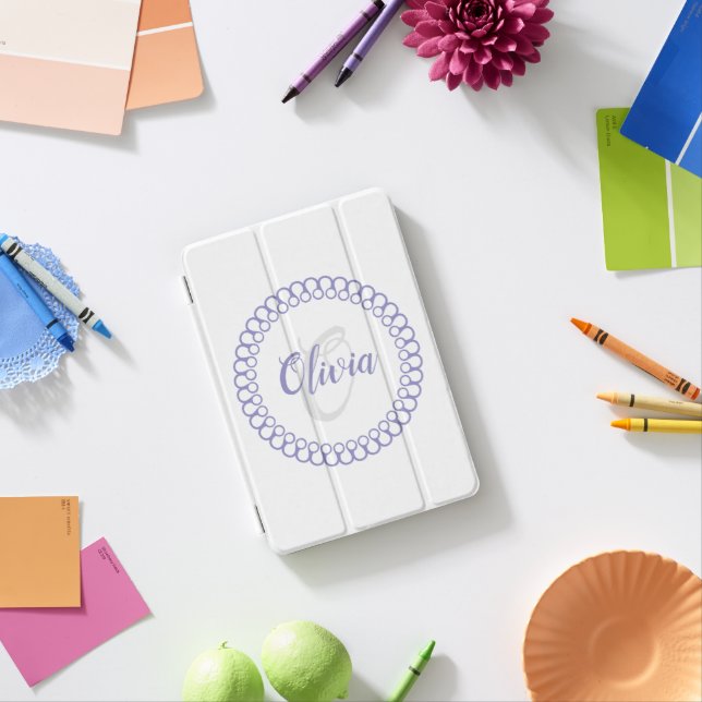 Purple Decorative Circle Monogram iPad Mini Cover (In Situ)