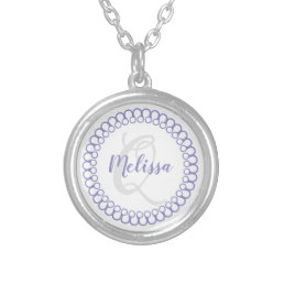Purple Decorative Circle Monogram Necklace