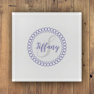 Purple Decorative Circle Monogram Paperweight