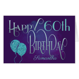 Purple Decorative Text Happy 60th Birthday Card