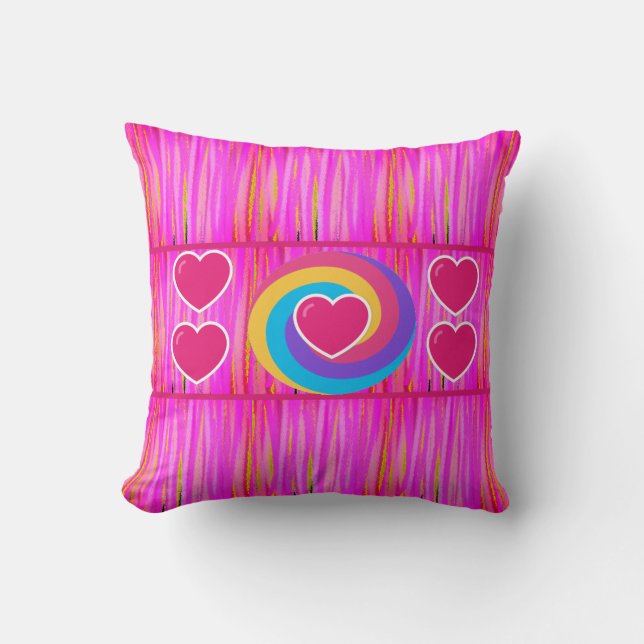 Purple Decorative Throw Pillow for Sofa with Heart (Front)