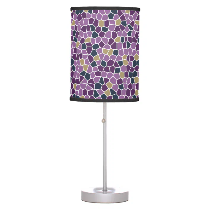 Deep Flora Mosaic Style Table Lamp, Purple Mosaic Table Lamp