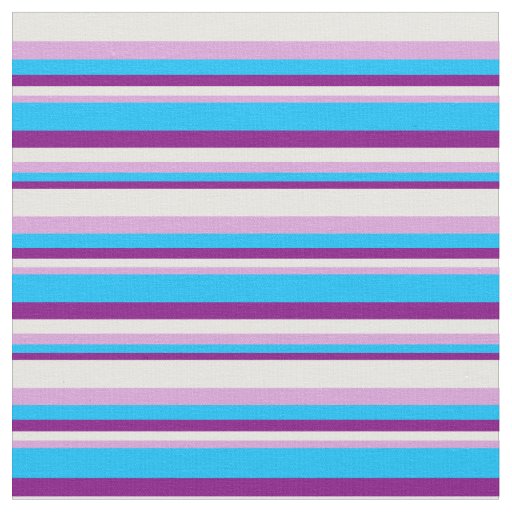 Purple, Deep Sky Blue, Plum & White Colored Lines Fabric