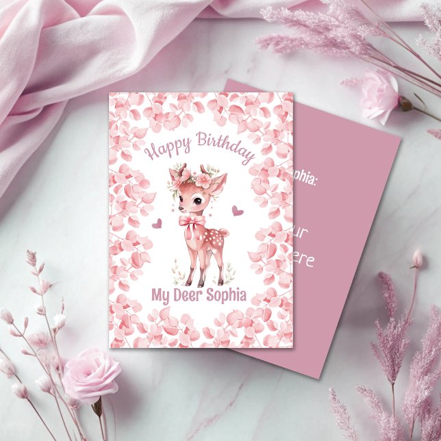 Purple Deer Forest Heart Flat Greeting Card (Creator Uploaded)