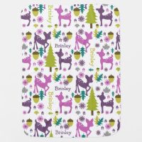 Purple Deer Personalized Baby Blanket