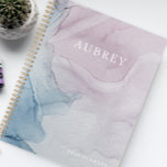 Purple Delicate Abstract Print Name with Year Planner<br><div class="desc">Beautiful and delicate abstract pastel purple and indigo blue planner with your personalized name and the current year in elegant white typography.</div>