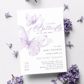 Purple Delicate Butterfly Baby Shower Invitation