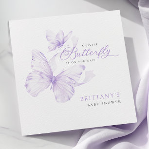 Purple Delicate Butterfly Baby Shower Napkins