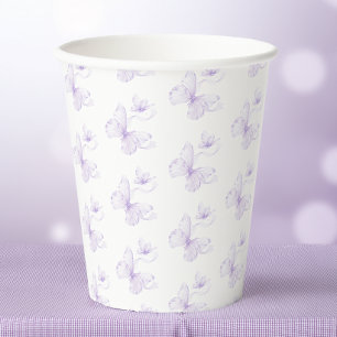 Purple Delicate Butterfly Baby Shower Paper Cups