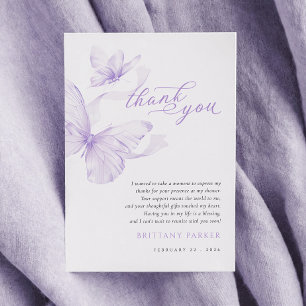Purple Delicate Butterfly Baby Shower Thank You Card