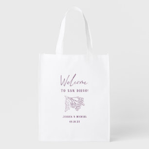 Purple Delicate Leaf Outline Elegant Welcome Bag