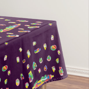 Purple delight with mixed colored patterns on it tablecloth