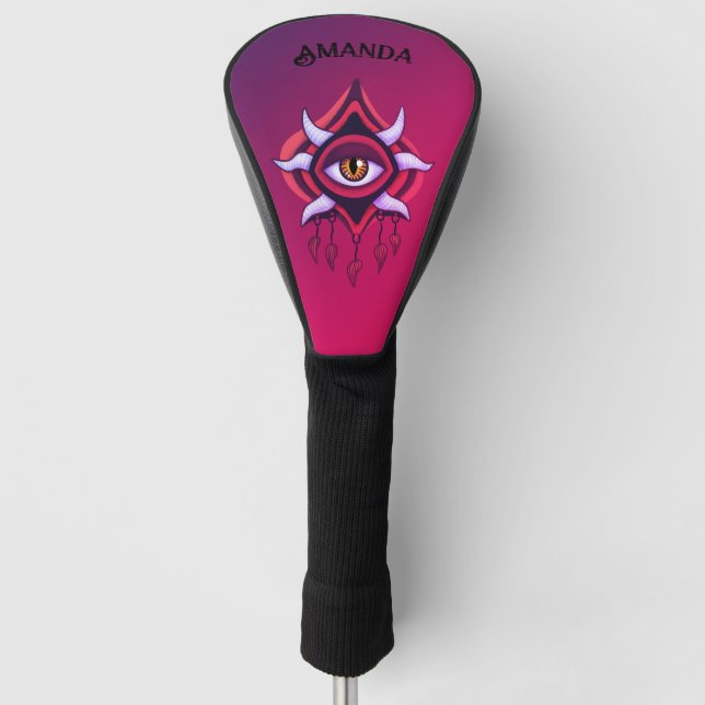 Purple Demon Eye - Gothic Occult Art Name Golf Head Cover (Front)