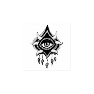 Purple Demon Eye - Gothic Occult Art Rubber Stamp