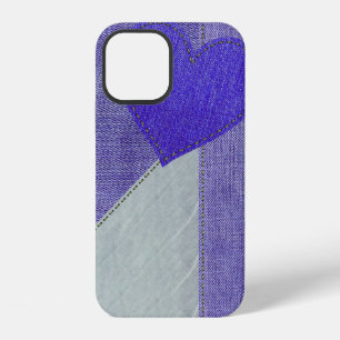 Purple Denim Heart iPhone 12 Case