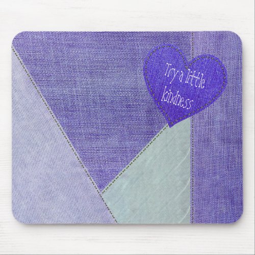 Purple Denim Heart with Quote Mouse Pad