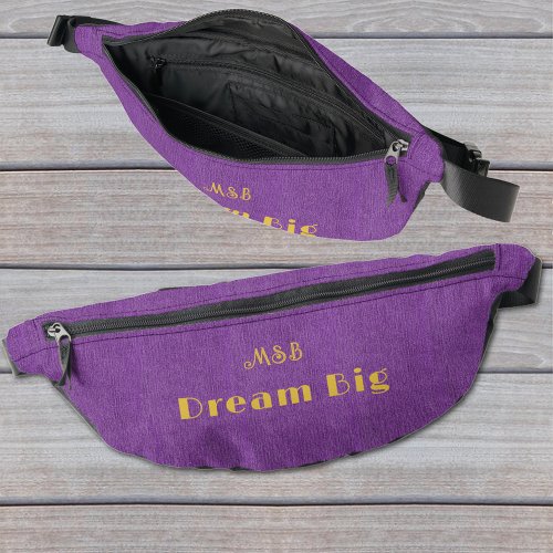 Purple Denim Print Gold Monogram Initials Fanny Pack