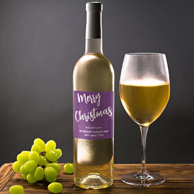 Purple Denim White Script, Business Name Set of 6 Wine Label (Creator Uploaded)