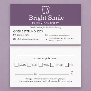 Purple Dental Office Appointment Reminder   Card