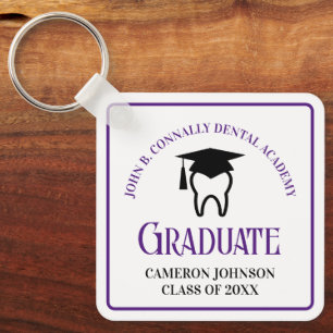 Purple Dental School Custom Graduation Gift Keychain