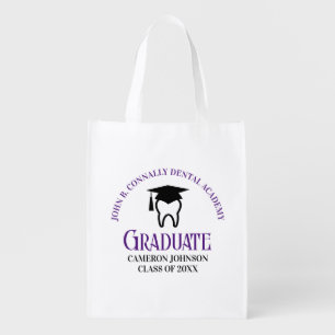 Purple Dental School Custom Graduation Party Grocery Bag