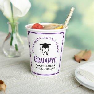 Purple Dental School Custom Graduation Party Paper Cups