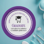Purple Dental School Custom Graduation Party Paper Plates<br><div class="desc">This custom purple dental school graduation party paper plate features a tooth wearing a graduation cap for a class of 2024 dentistry graduate. Customize with your graduating year for great personalized dental hygienist,  orthodontist,  or dentist graduation decor.</div>