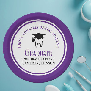 Purple Dental School Custom Graduation Party Paper Plates
