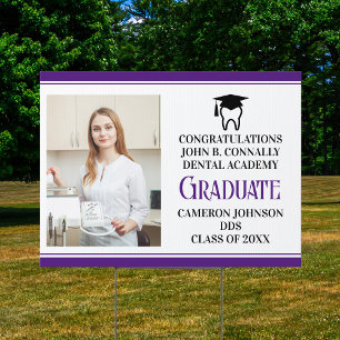 Purple Dental School Graduate Photo Dentist Yard Sign