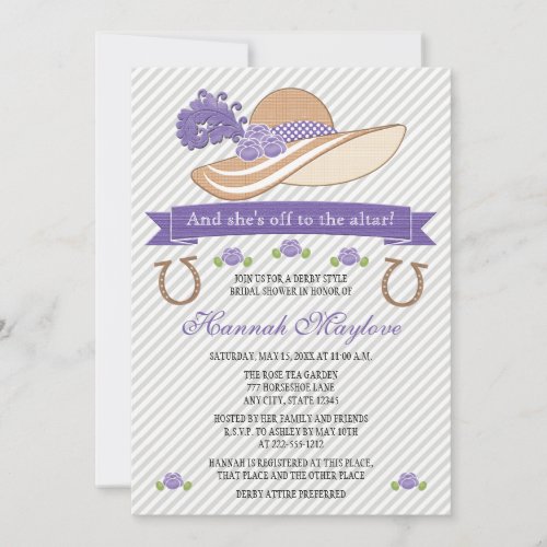 Purple Derby Hat Bridal Shower Invitation
