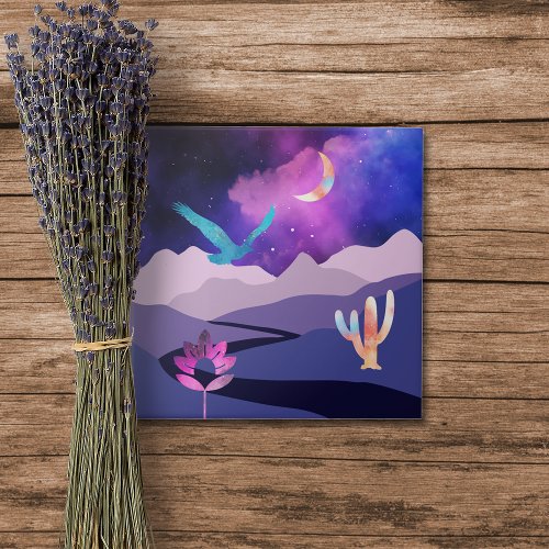 Purple Desert Mountains Ceramic Tile