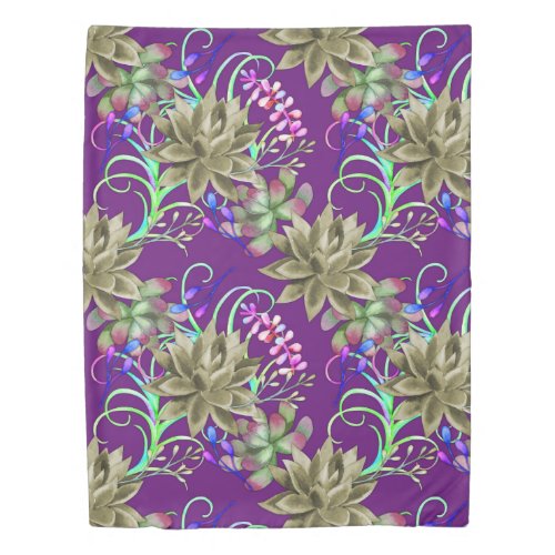 Purple Desert Succulents Twin Duvet Cover