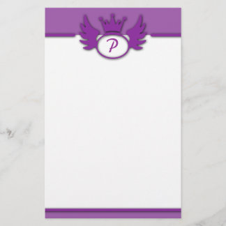 Purple Design Monogram Stationery