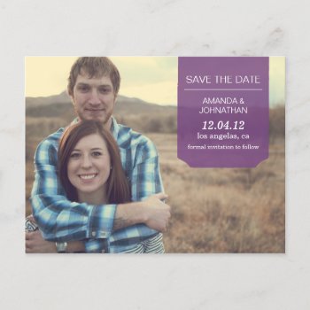 Purple Design Save The Date Post Cards by AllyJCat at Zazzle
