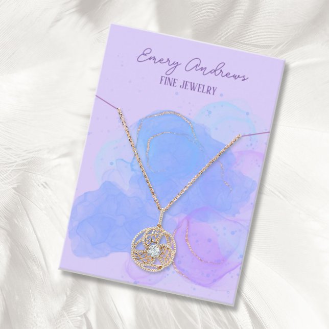 Purple Designer Jewelry Necklace Holder Display Business Card (Creator Uploaded)