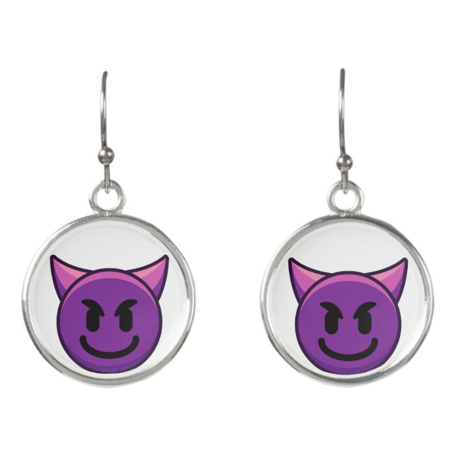 Purple Devil Emoji Earrings (Front)
