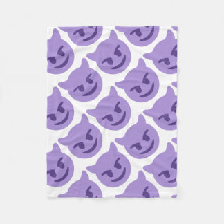Purple Devil Emoji Fleece Blanket