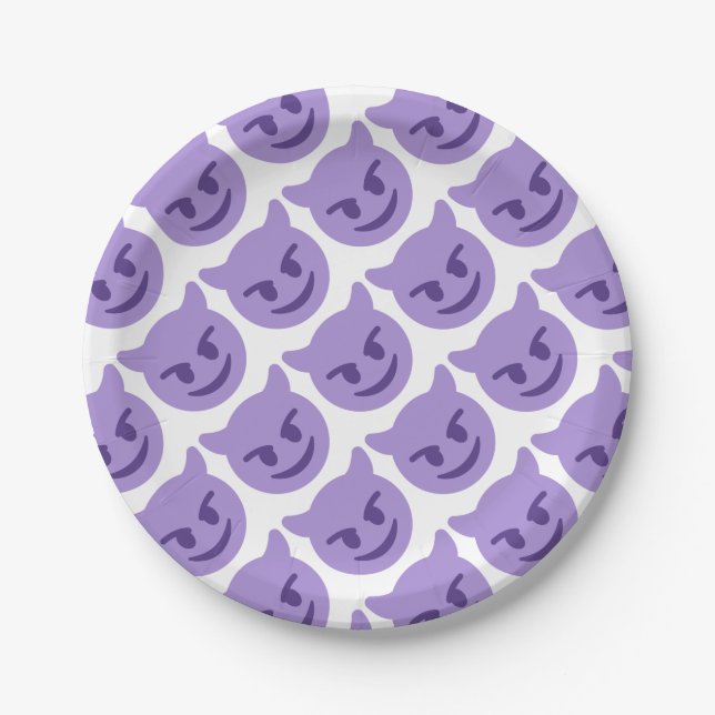 Purple Devil Emoji Paper Plates (Front)