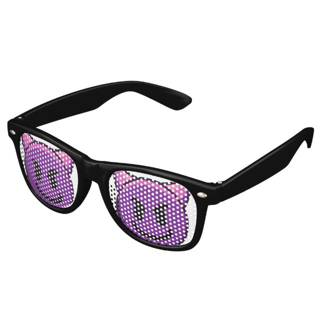 Purple Devil Emoji  Retro Sunglasses (Angled)