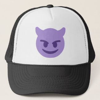 Purple Devil Emoji Trucker Hat