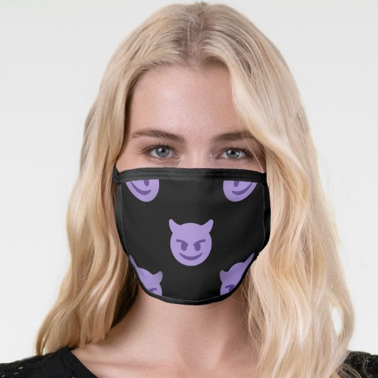 purple devil emojis face mask (Worn Her)
