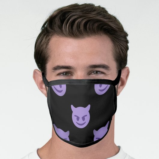 purple devil emojis face mask (Worn Him)
