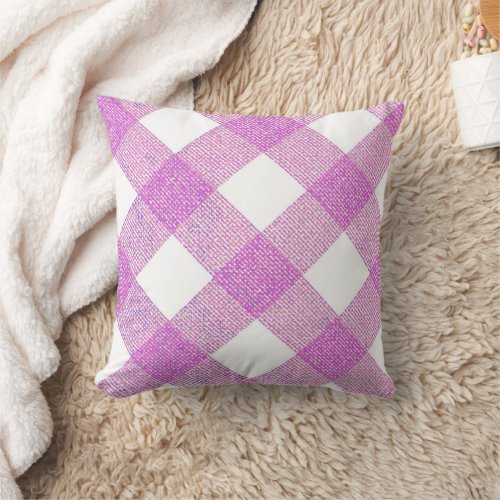 Purple Diagonal Buffalo Checkered Throw Pillow