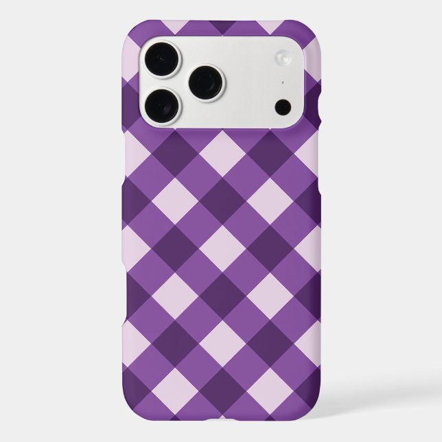 Purple Diagonal Gingham Check Seamless Pattern Iphone Case (Back)